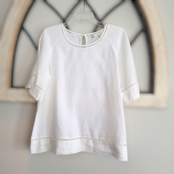 Symple NYC 100% Linen Off White Blouse Size S - Picture 1 of 5